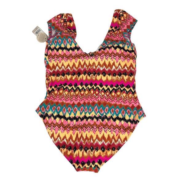 Boden Size 14 Multi Ikat Boden Cap Sleeve Tie Swimsuit NEW - Picture 3 of 9